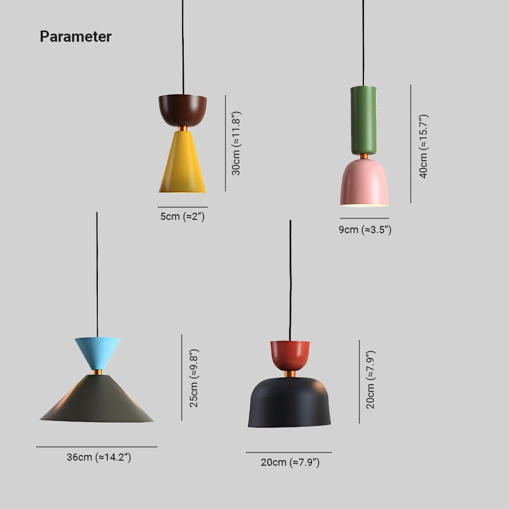 Morandi Modern Dome Art Deco Pendant Light, Black/Yellow/Pink/Gray - Lumpaz