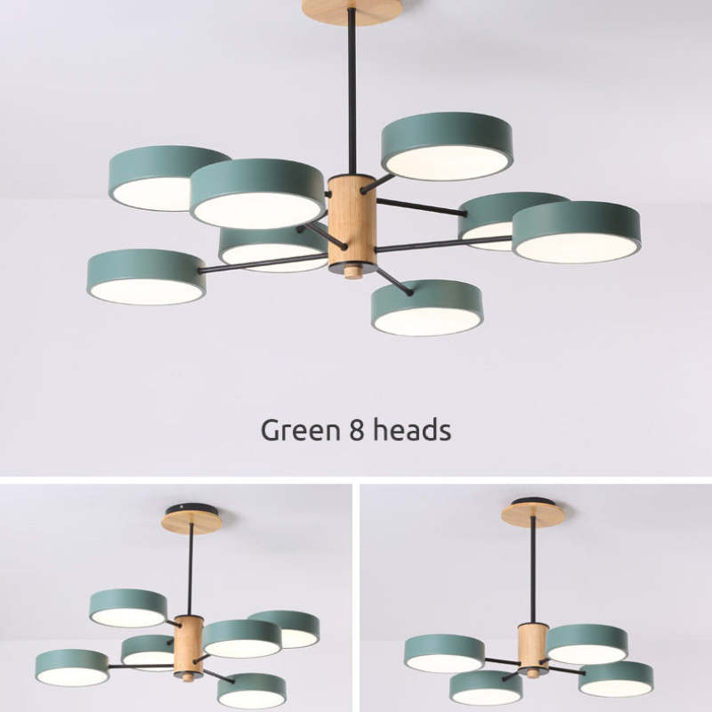 Sienna Art Deco Pendant Light, White/Green/Gray, Metal/Wood - Lumpaz