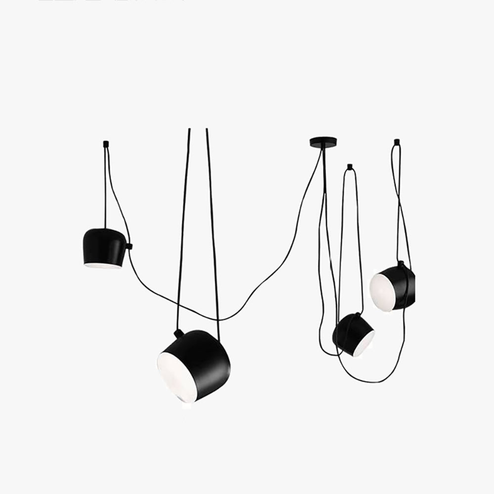 Modern Scandinavian Swag Drum Pendant Light, Black/White - Lumpaz