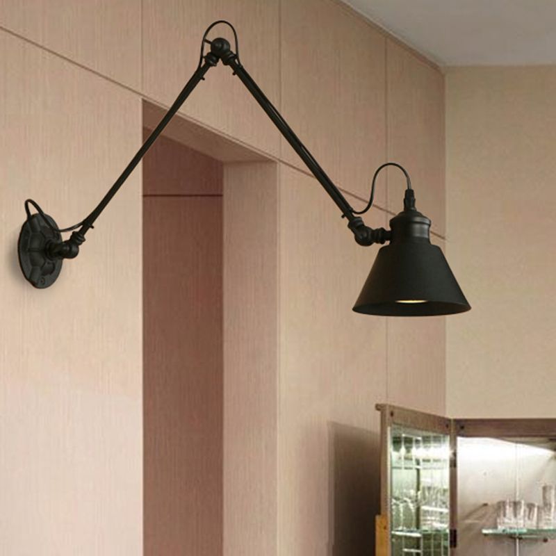 Brady Wall Lamp Conic Modern, Metal Adjustable, Black, Living Room - Lumpaz