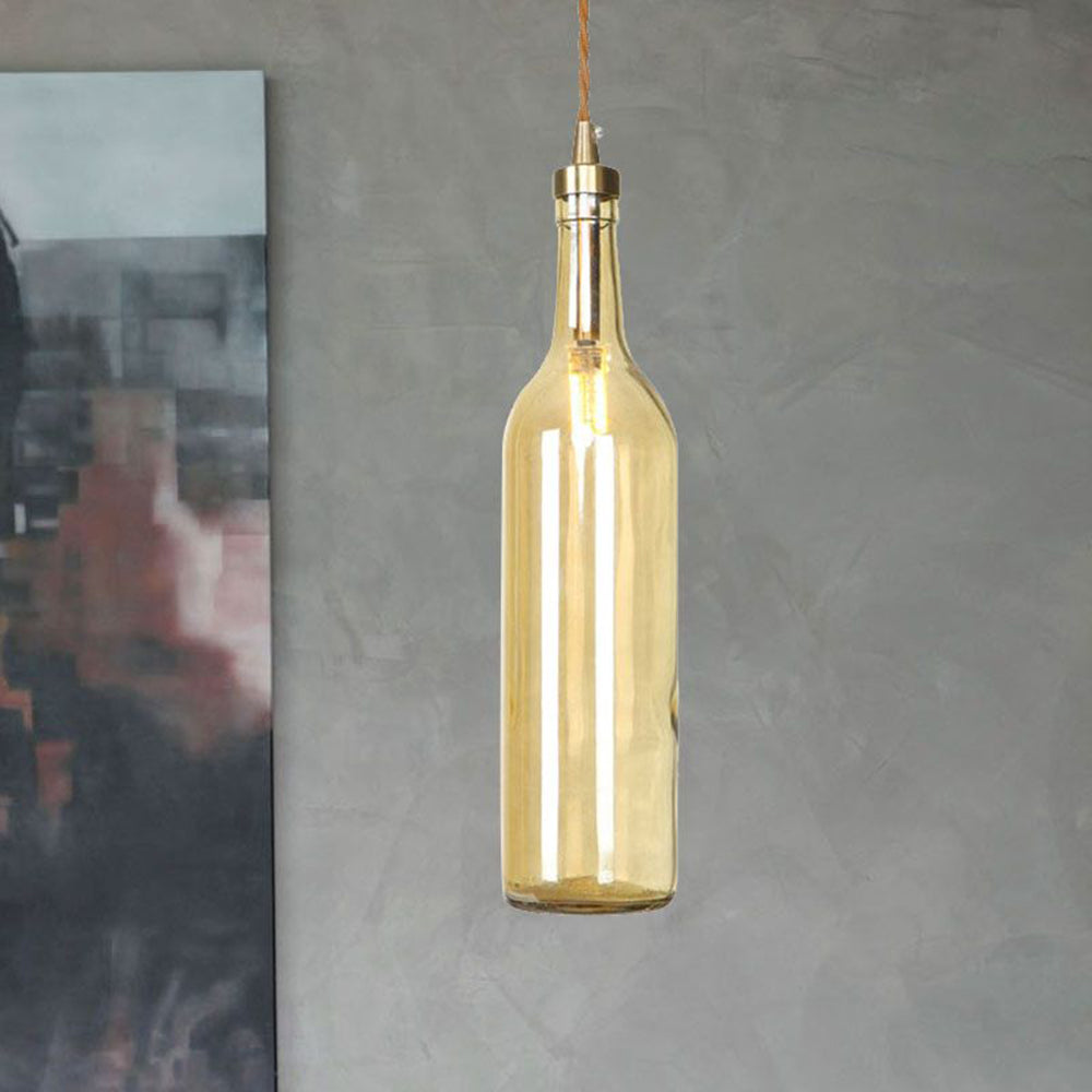 Hailie Industrial Wine Bottle Glass Pendant Light, Colorful - Lumpaz