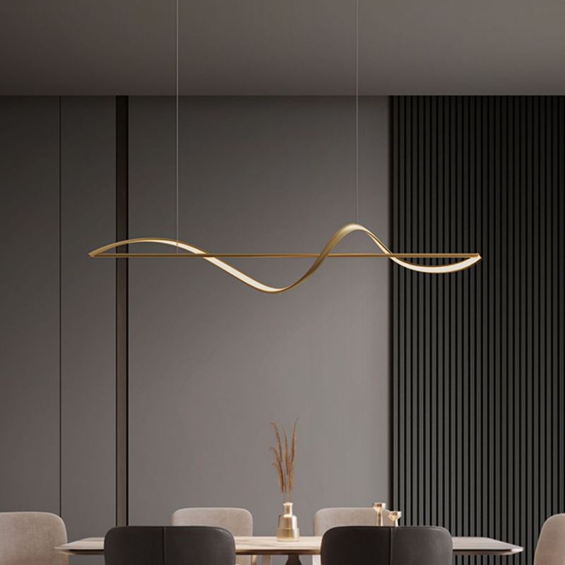 Pendant Light Wave Minimalist Designer Metal Brass/Black Art Gallery - Lumpaz