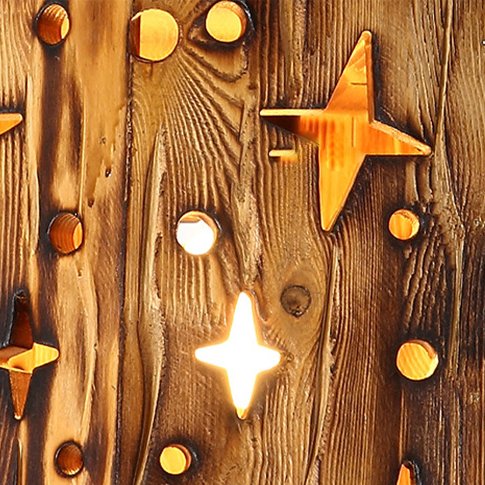Austin Retro Starry Metal & Wood Pendant Light - Lumpaz