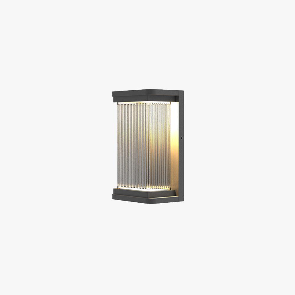 Orr Minimalist Rectangular Glass Outdoor Wall Lamp, Black - Lumpaz
