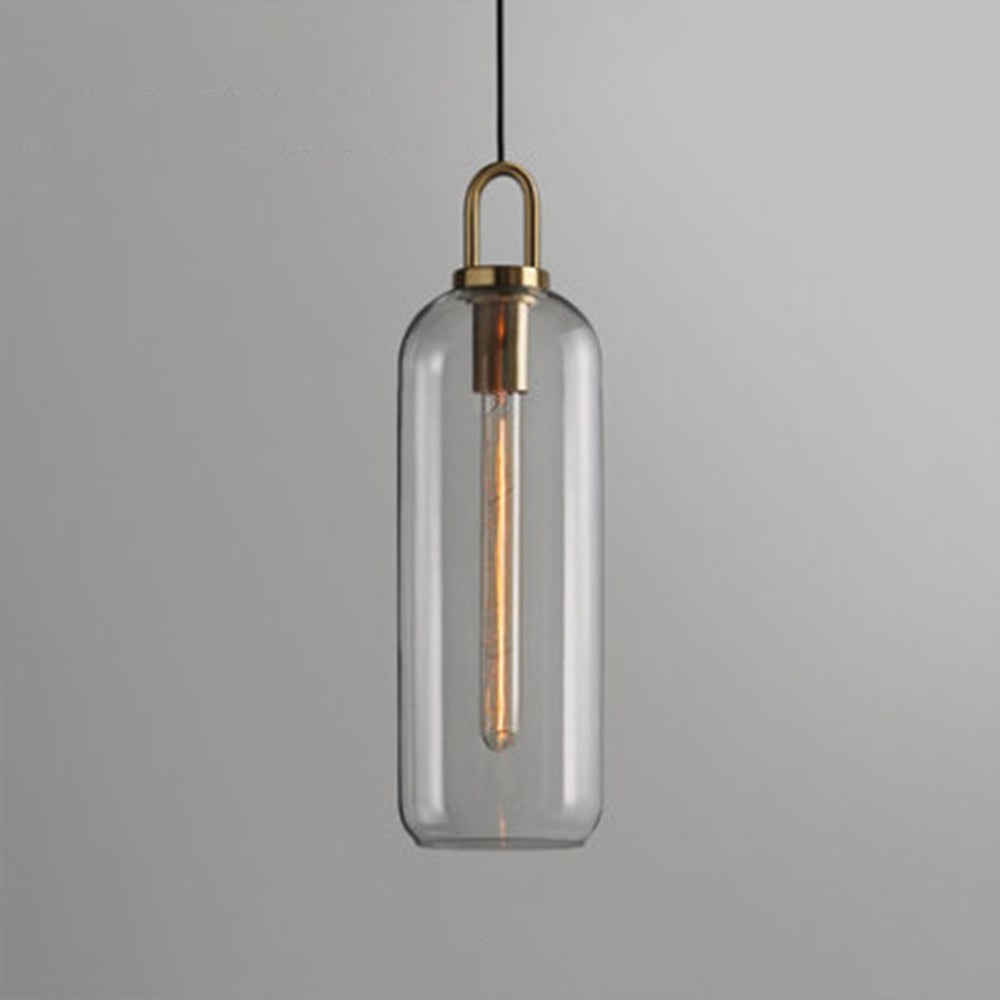 Hailie Clear& Glass Cylinder Pendant Light, 2 Color - Lumpaz
