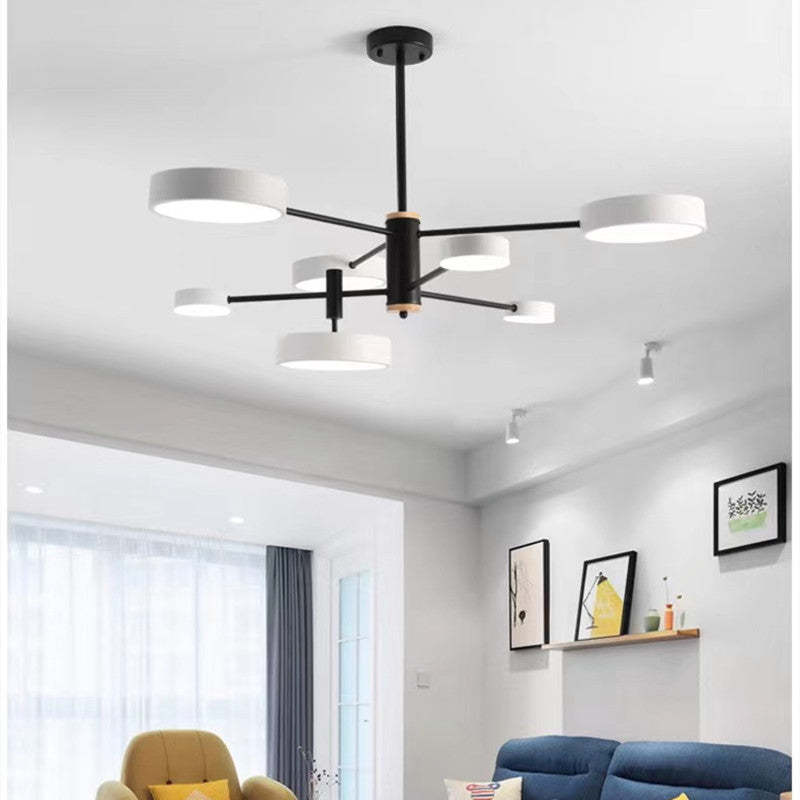 Sienna Pendant Light LED, Metal & Wood, Gray/White/Gold - Lumpaz