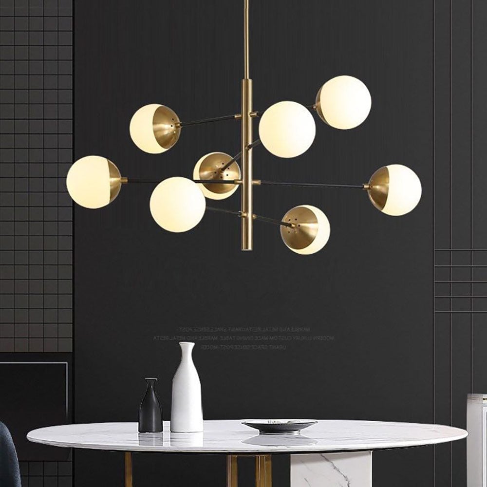 Valentina Nordic Multi Globe Metal/Glass Pendant Light, Gold - Lumpaz
