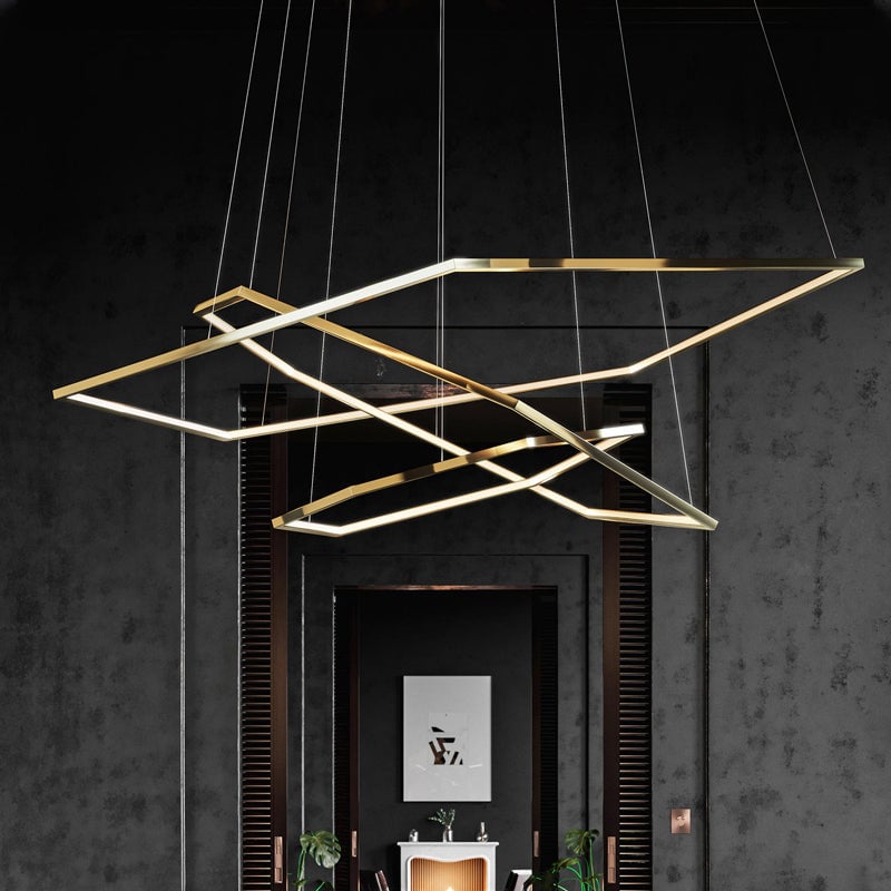 Edge Minimalist Geomatic Metal Pendant Light, Gold, DIY - Lumpaz