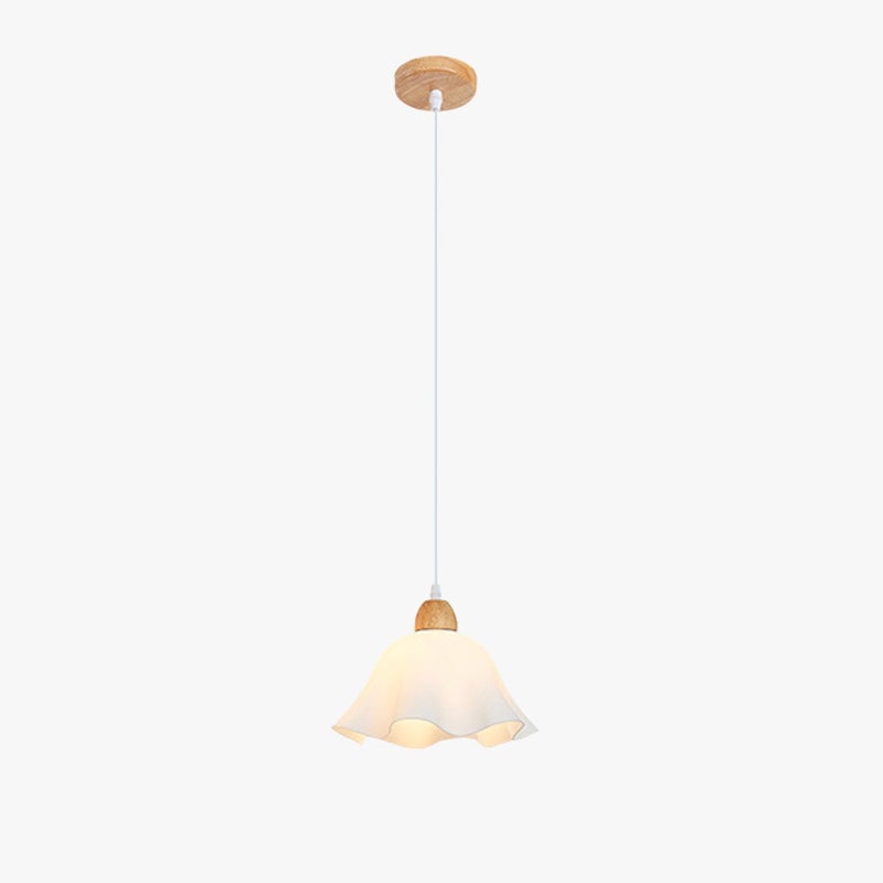 Ozawa Minimalist Flower Acrylic/Wood Pendant Light, White - Lumpaz