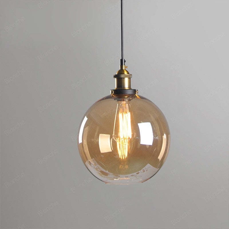 Levy Industrial Metal/Glass Pendant Light Clear/Amber/Smoke Gray Dining Room - Lumpaz