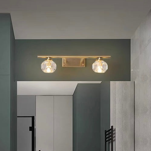 Kristy Wall Lamp Modern Mirror Front Vanity, Metal/Crystal, Gold, Bathroom - Lumpaz