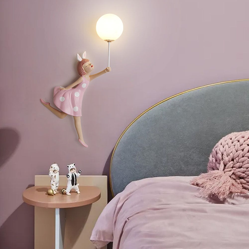 Minori Modern Balloon/Girl Shape Acrylic Pink Wall Lamp - Lumpaz