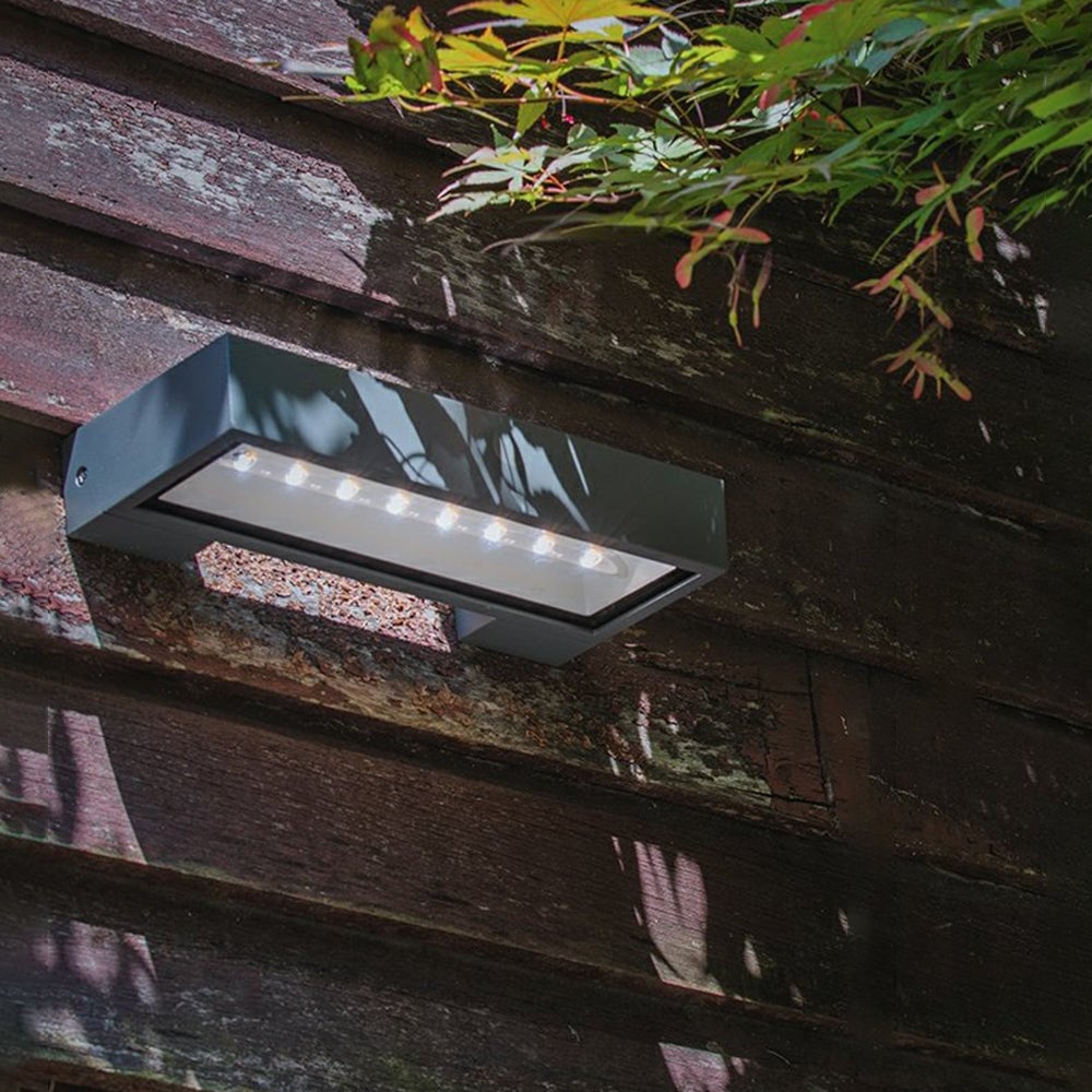 Orr  Modern Metal/Acrylic Solar Waterproof Outdoor Wall Lamp, Black - Lumpaz