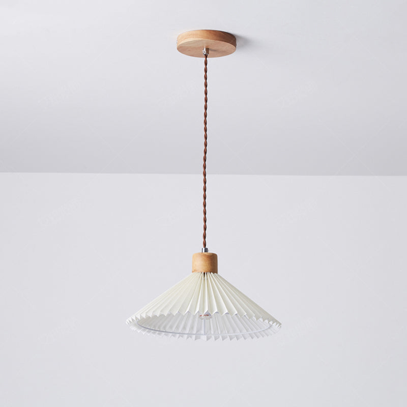 Ozawa Pendant Light Umbrella Shape Art, Wood, White, Bedroom - Lumpaz