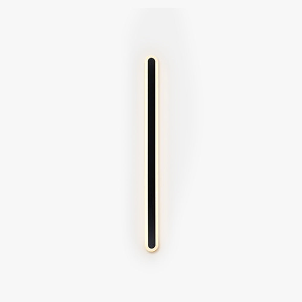 Edge Minimalist Metal Linear Oval Outdoor Wall Lamp, Black - Lumpaz