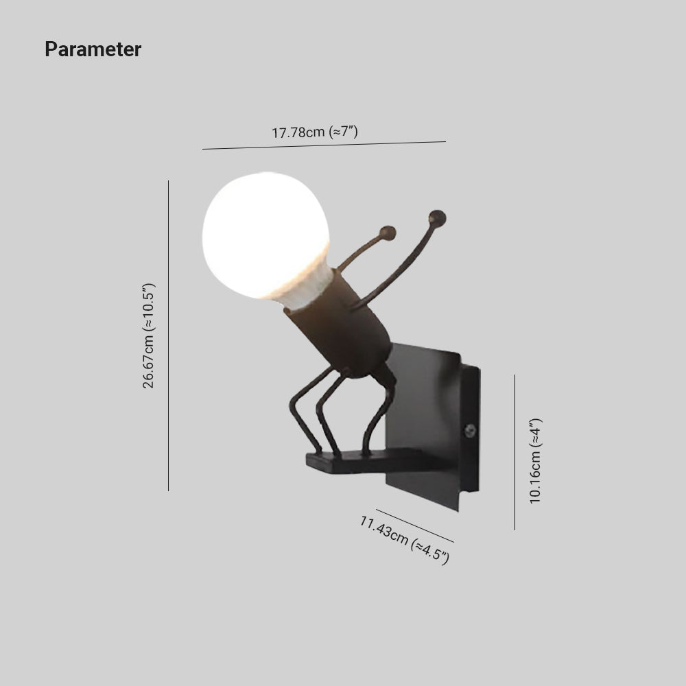 Luxo Modern Decorative Man Metal Wall Lamp, White/Black - Lumpaz