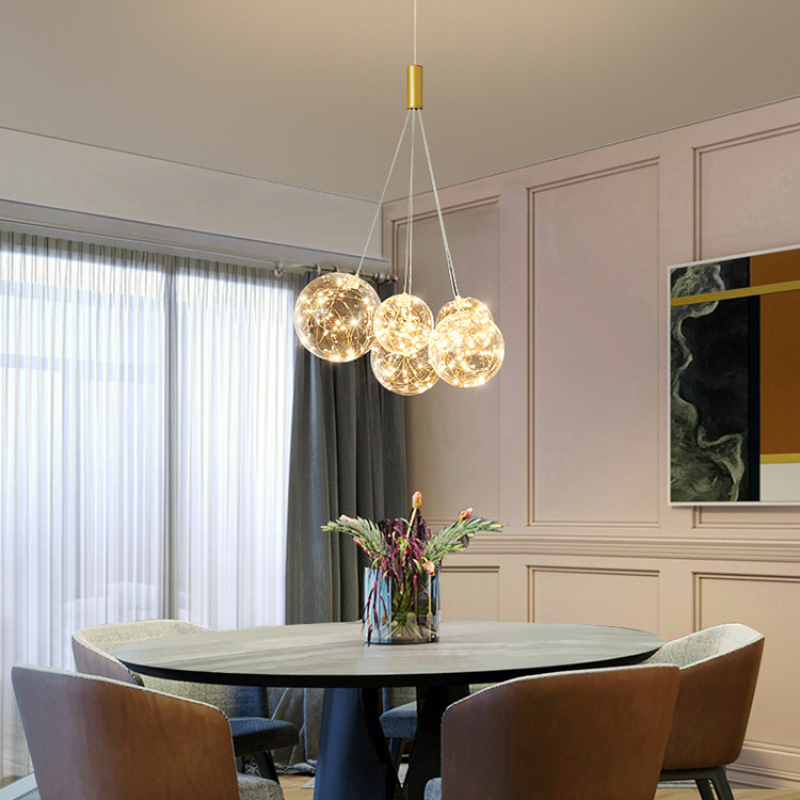 Valentina Glass Globe Bubble Pendant Light LED, 3/5/9/15 Heads - Lumpaz
