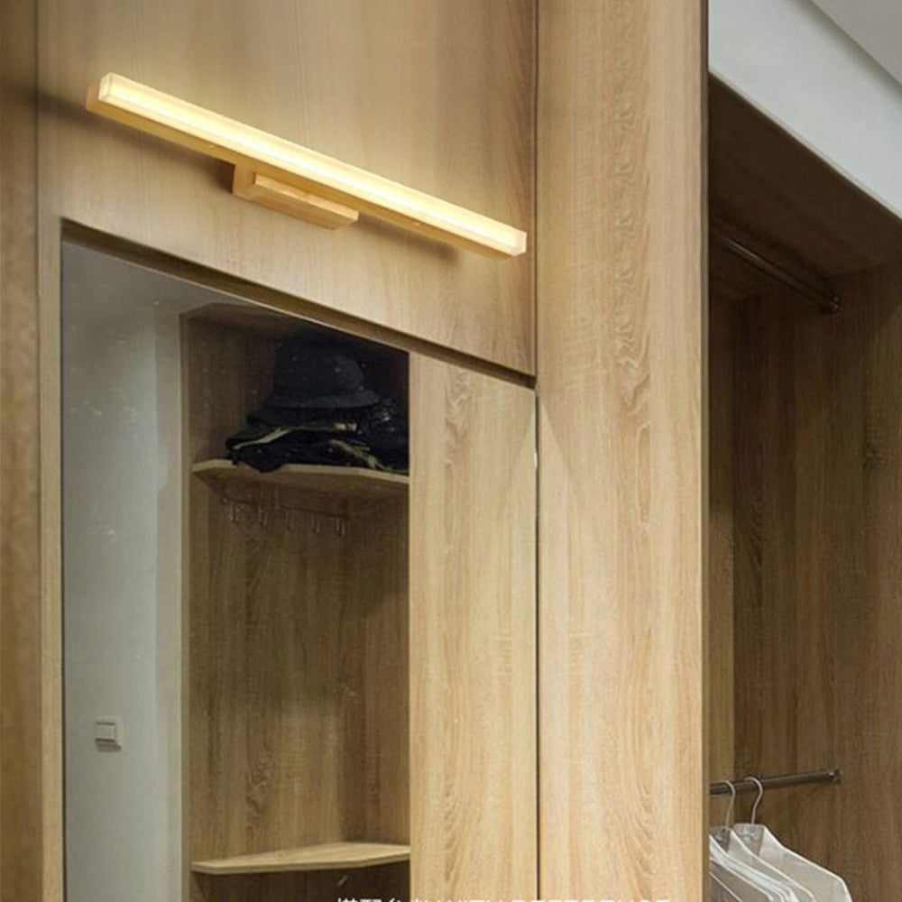 Leigh Modern Linear Wood/Acrylic Wall Lamp, Bathroom, Vanity Mirror Front - Lumpaz