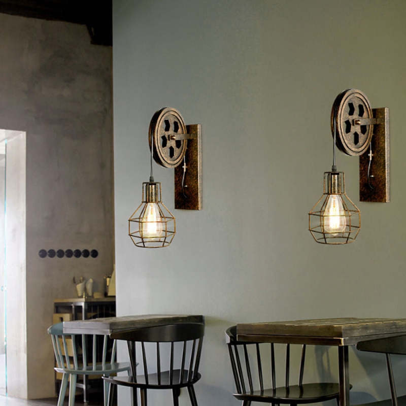 Alessio Wall Lamp Retro, Metal, Rust/Bronze/Black, Bedroom - Lumpaz