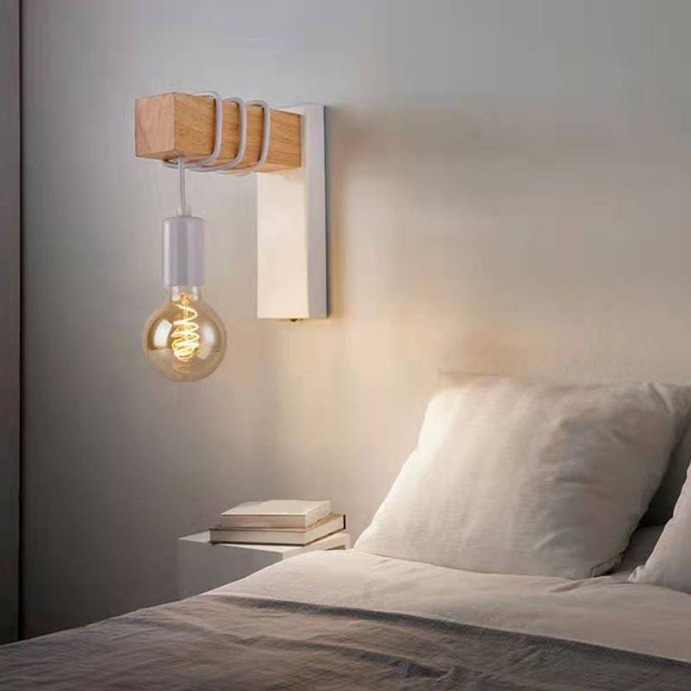 Alessio Wall Lamp Bulb Industrial, Metal, Black/White, Living Room - Lumpaz