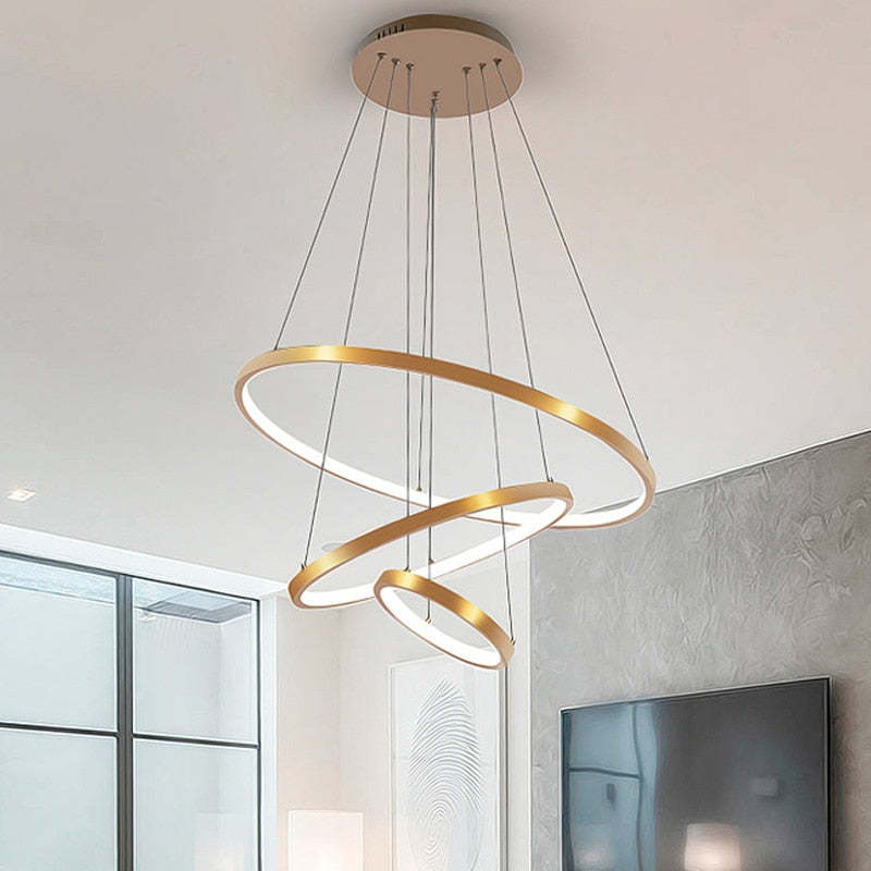 Arisha Pendant Light, Inner Ring Illuminated,  White/Black/Gold - Lumpaz