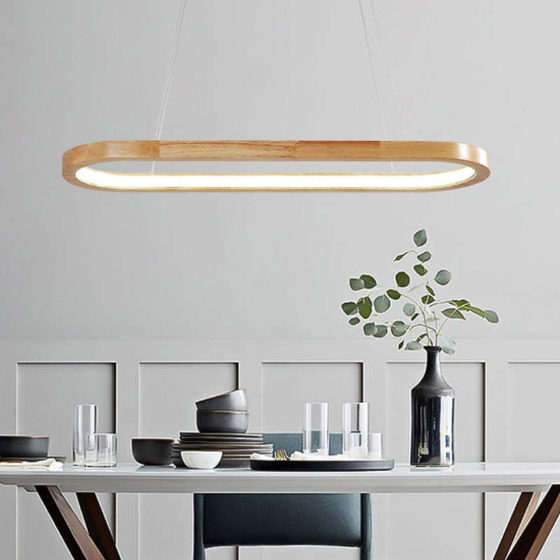 Ozawa Contemporary Oval Wooden Pendant Light Dining Room - Lumpaz