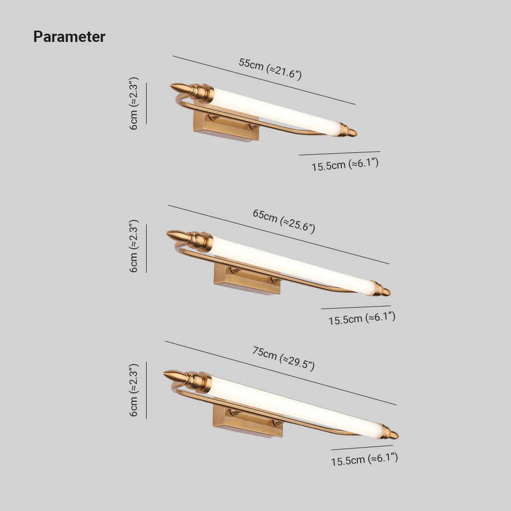 Leigh Retro Classic Metal/Acrylic Wall Lamp, Gold, Bathroom - Lumpaz