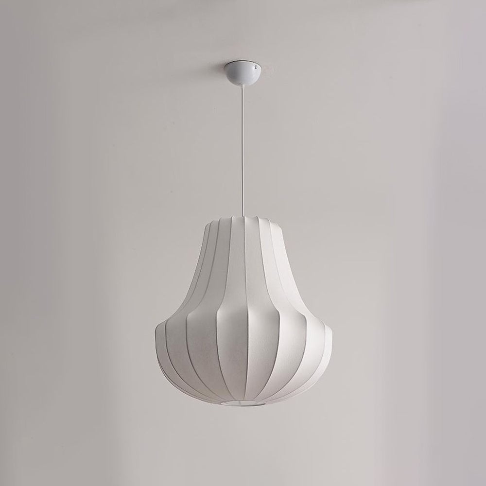 Renée Artificial Fabric Art Deco White Silk Pendant Light - Lumpaz
