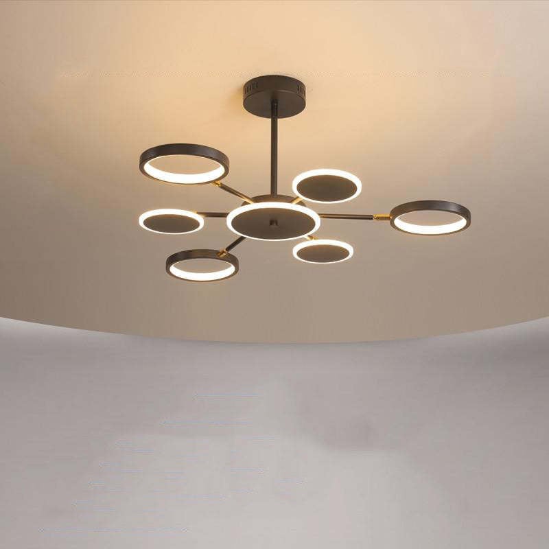 Sumait Modern Led Chandelier, Geometric, Black, Metal/Acrylic - Lumpaz