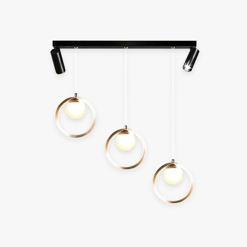 Madina Modern Metal Multi Ring Pendant Light With Spotlight, Glass/Metal - Lumpaz