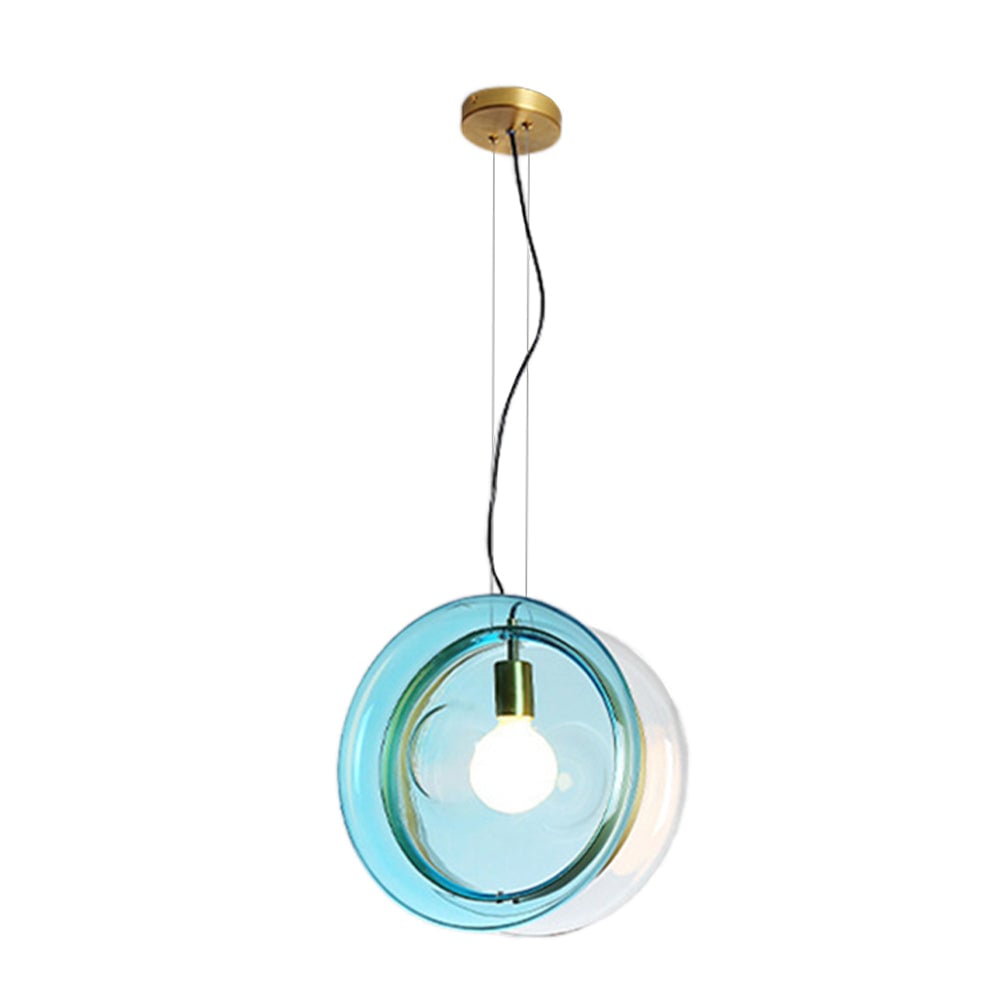 Hailie Art Round Glass Pendant Light, Metal&Glass, 6 Color - Lumpaz