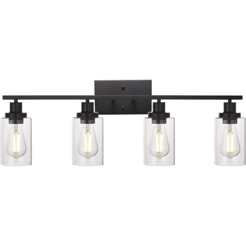 Alessio Modern Mirror Front Black Vanity Wall Lamp, Metal/Glass - Lumpaz