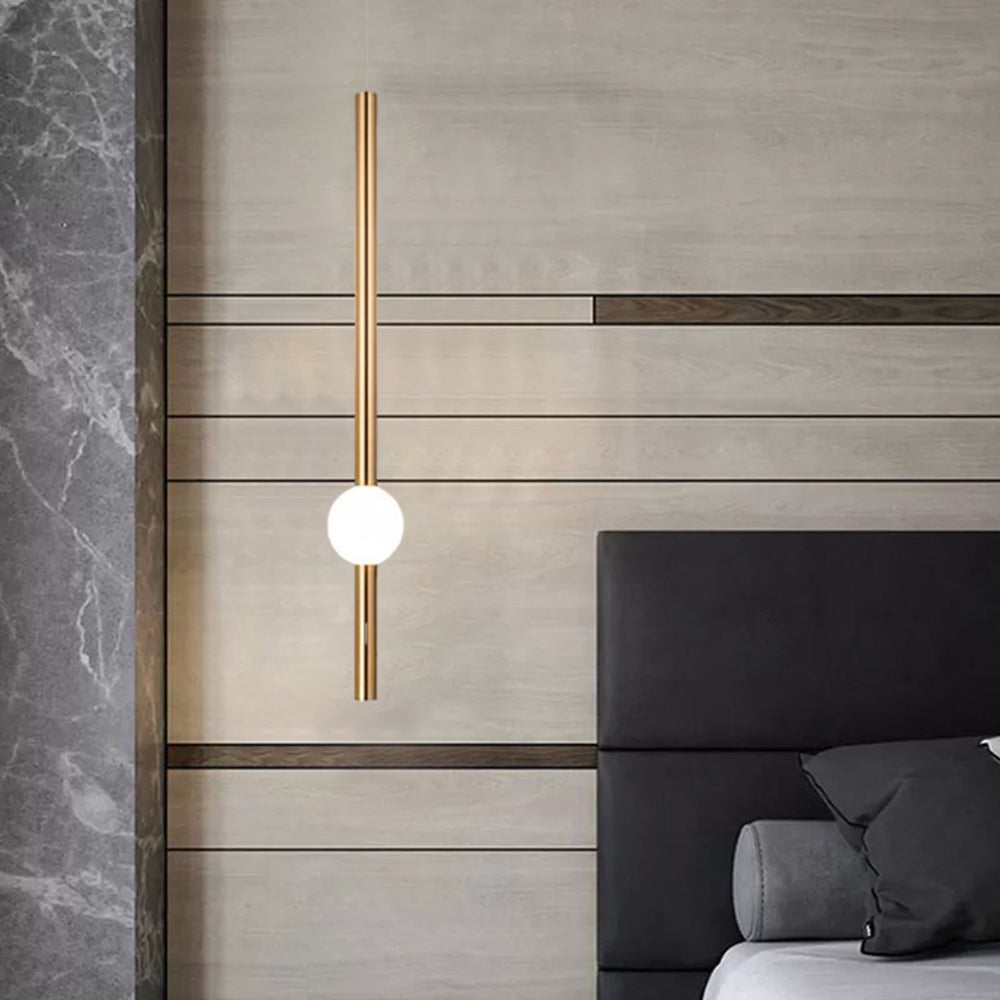 Edge Modern Linear Metal Pendant Light, White/Gold - Lumpaz