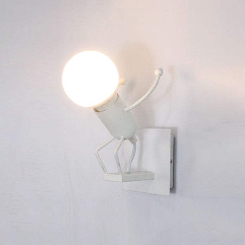 Luxo Modern Decorative Man Metal Wall Lamp, White/Black - Lumpaz
