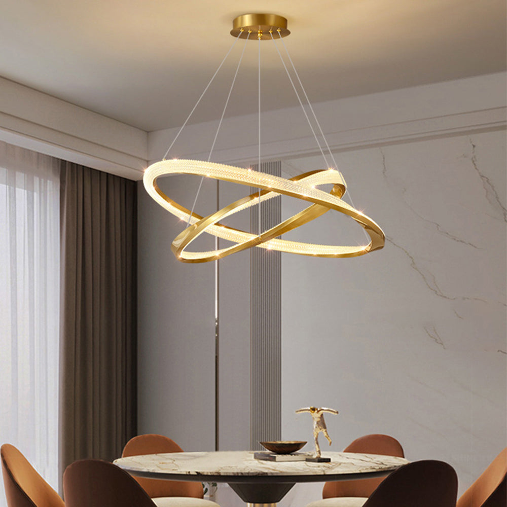 Arisha Minimalist  Ring Spiral Shape Metal Pendant Light,Gold - Lumpaz
