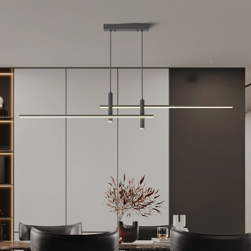 Edge Modern Metal Linear Pendant Light, Black & Gold - Lumpaz
