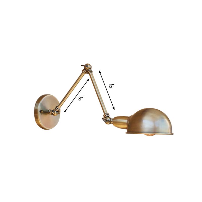 Brady Hemispheric Adjustable Wall Lamp, Brass/Antique Brass/Chrome, Bedroom - Lumpaz