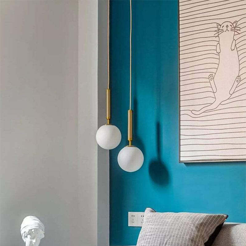 Valentina Modern Glass Ball Pendant Light, White/Clear - Lumpaz