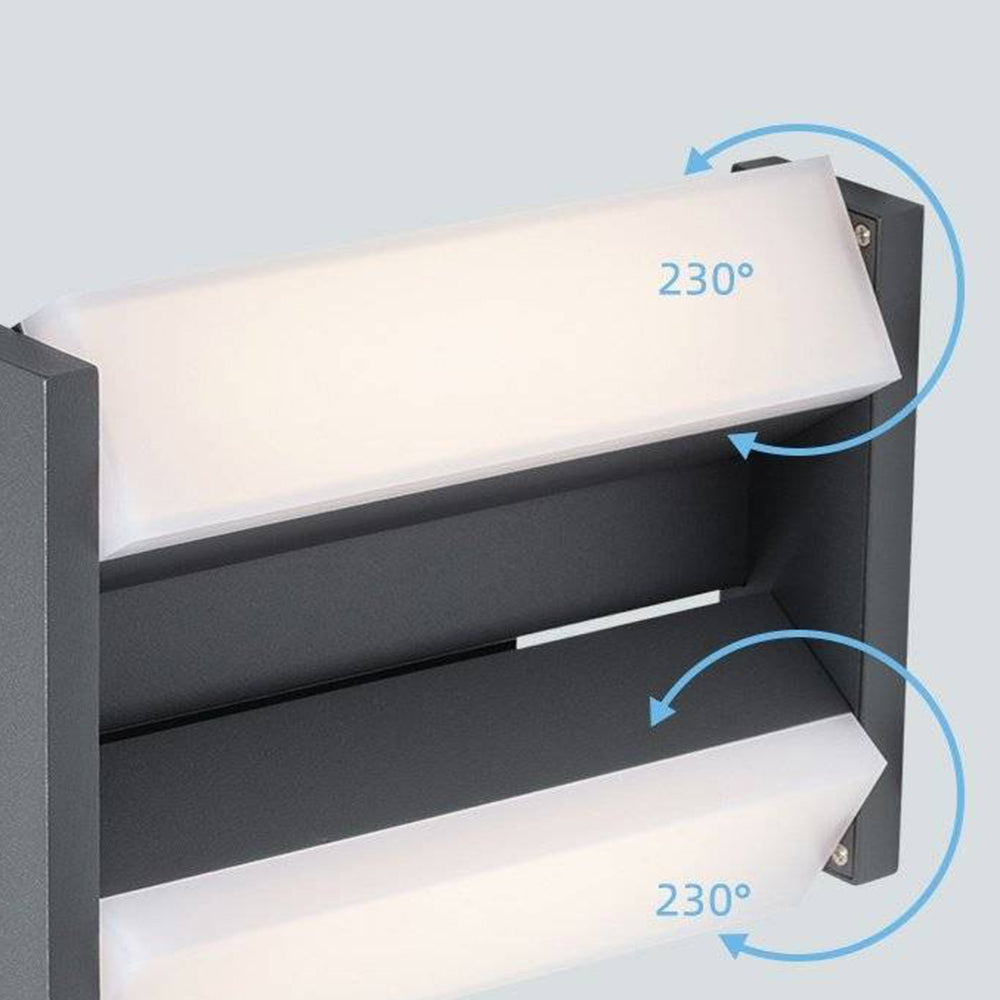 Orr Mondern Rectangular Rotatable Metal Outdoor Wall Lamp, Black - Lumpaz