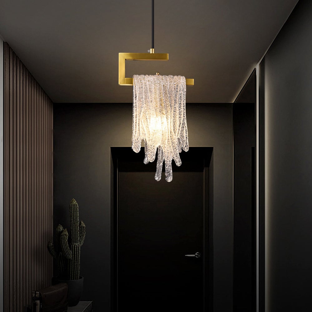 Kristy Modern Flowing Jelly Pendant Light, Gold, Crystal/Brass - Lumpaz