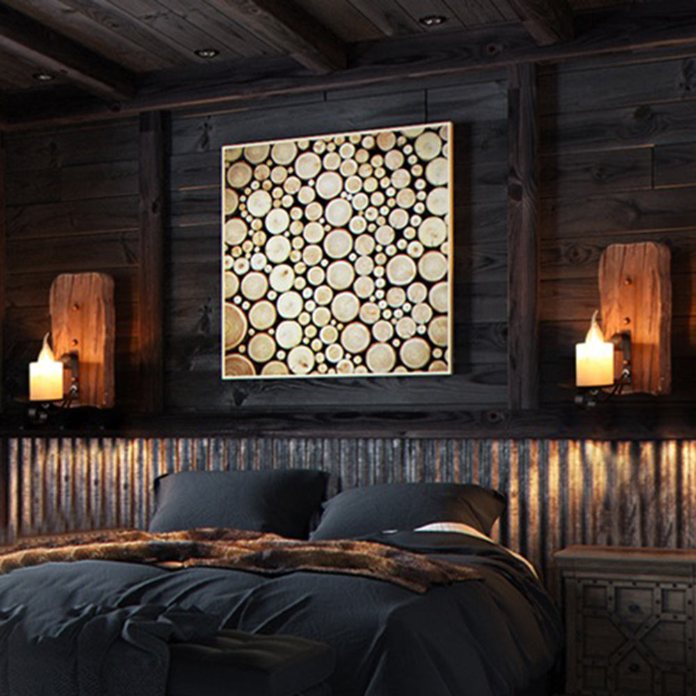 Austin Wall Lamp Rectangular Vintage, Wood/Metal, Bedroom - Lumpaz