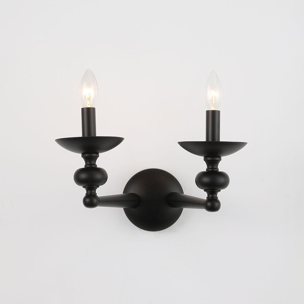 Alessio Retro Candle Wall Lamp/Black Chandelier for Living Room, Dining Room - Lumpaz