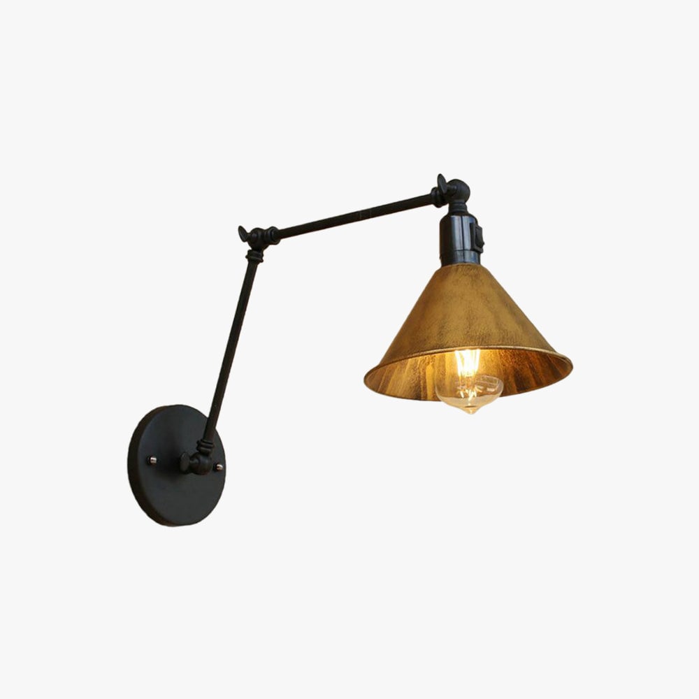 Brady Vintage Gold Adjustable Wall Lamp, Metal, Living Room - Lumpaz
