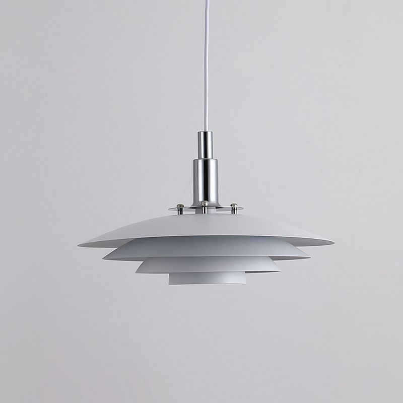Morandi Modern Frisbee Shaped Metal Pendant Light, Black/White - Lumpaz