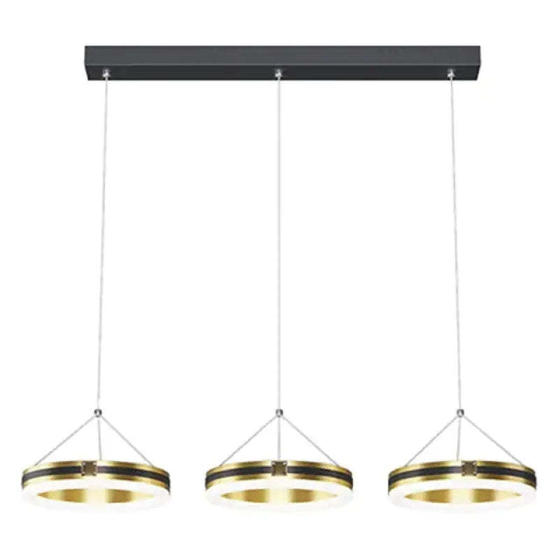 Raheel Nordic Ring Metal 3 Light Pendant Light, Black/Gold - Lumpaz