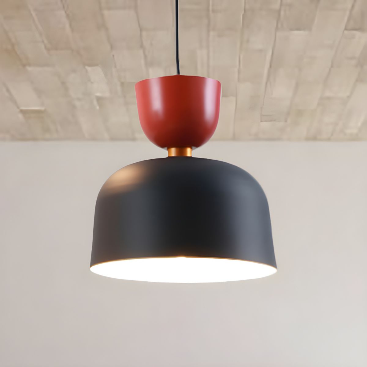 Morandi Modern Dome Art Deco Pendant Light, Black/Yellow/Pink/Gray - Lumpaz
