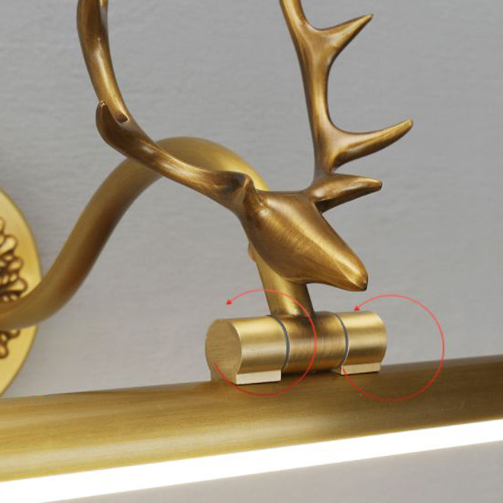 Leigh Modern Staghorn Shaped Vanity Mirror Front Wall Lamp, Black/Brass - Lumpaz