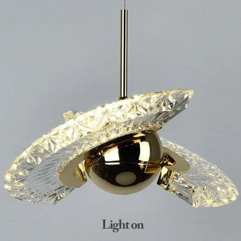Kristy Nordic Luxury Fan Metal/Acrylic Pendant Light, Gold - Lumpaz