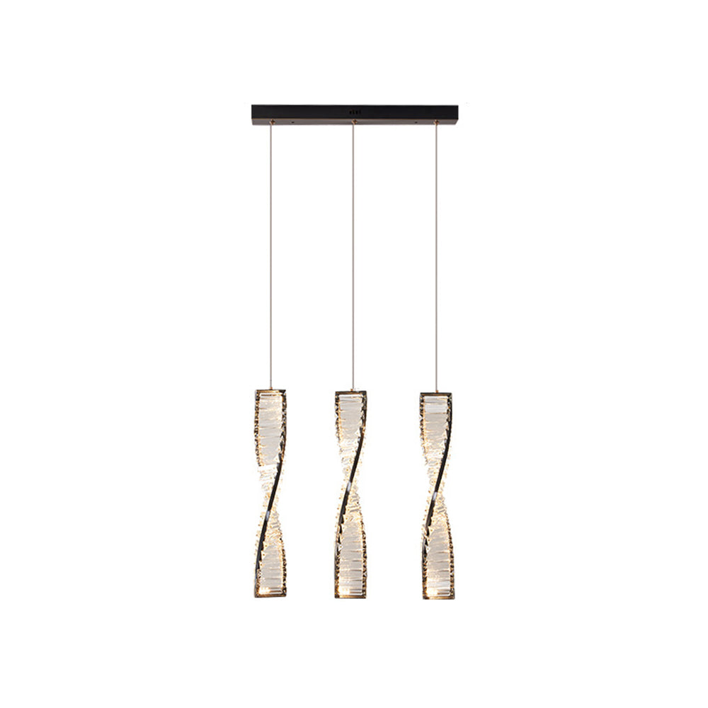 Marilyn Modern Spiral Strip Metal Pendant Light, Black/Gold - Lumpaz