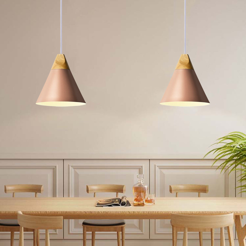 Morandi Multi-Shaped Wood And Metal Pendant Light, 6 Colors - Lumpaz